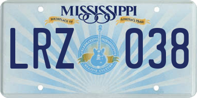 MS license plate LRZ038