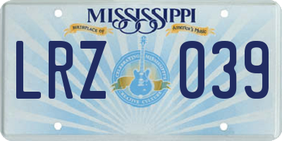 MS license plate LRZ039