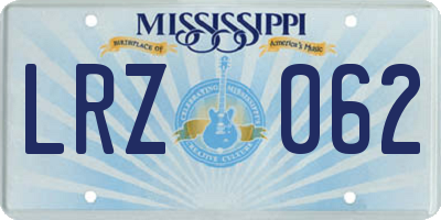 MS license plate LRZ062