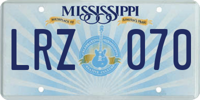 MS license plate LRZ070