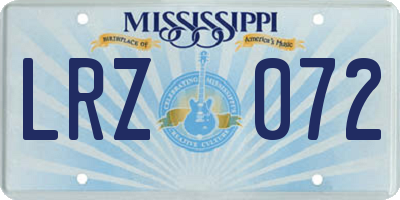 MS license plate LRZ072