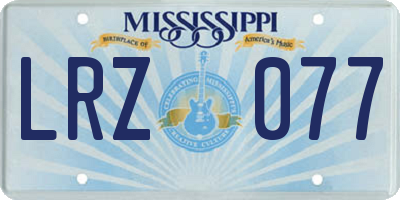 MS license plate LRZ077