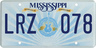 MS license plate LRZ078