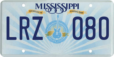 MS license plate LRZ080