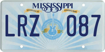MS license plate LRZ087
