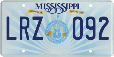 MS license plate LRZ092