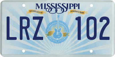 MS license plate LRZ102
