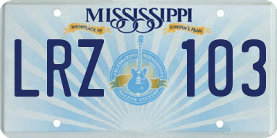 MS license plate LRZ103