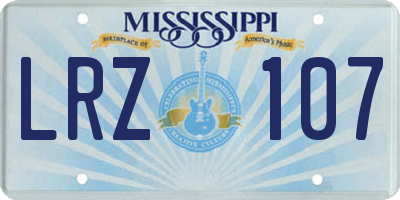 MS license plate LRZ107