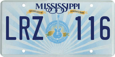 MS license plate LRZ116