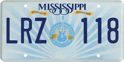 MS license plate LRZ118