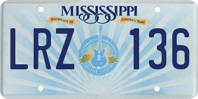 MS license plate LRZ136