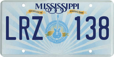 MS license plate LRZ138