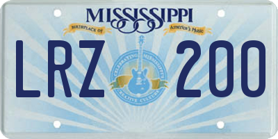 MS license plate LRZ200