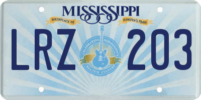 MS license plate LRZ203