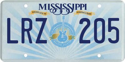 MS license plate LRZ205