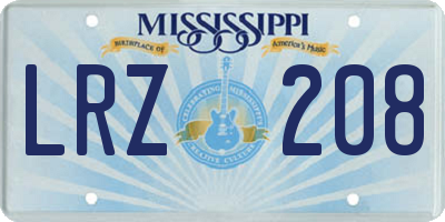 MS license plate LRZ208
