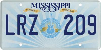 MS license plate LRZ209