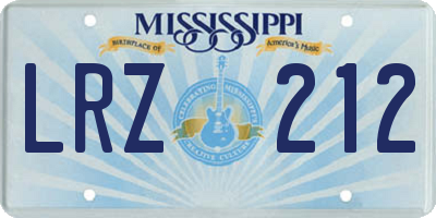 MS license plate LRZ212
