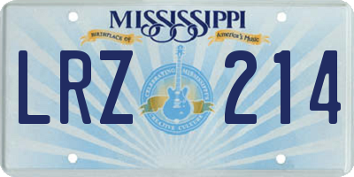MS license plate LRZ214