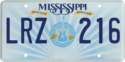 MS license plate LRZ216