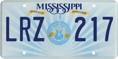 MS license plate LRZ217