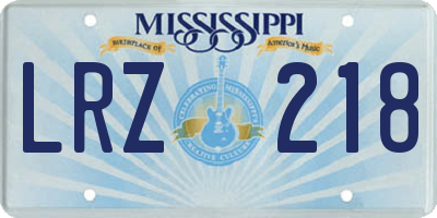 MS license plate LRZ218