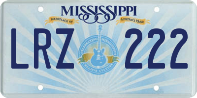 MS license plate LRZ222