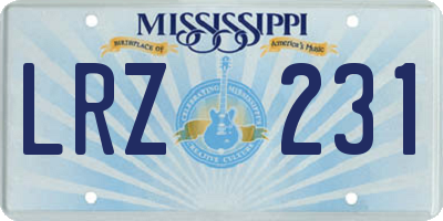 MS license plate LRZ231