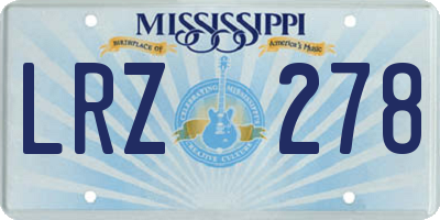 MS license plate LRZ278