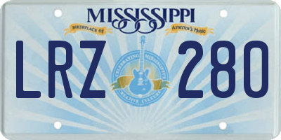 MS license plate LRZ280