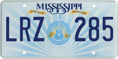 MS license plate LRZ285