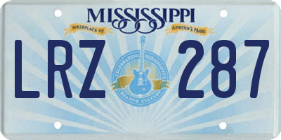 MS license plate LRZ287