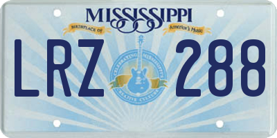 MS license plate LRZ288