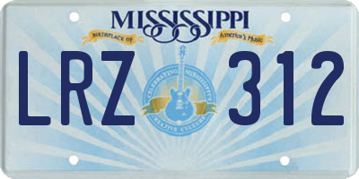 MS license plate LRZ312
