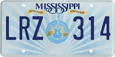 MS license plate LRZ314