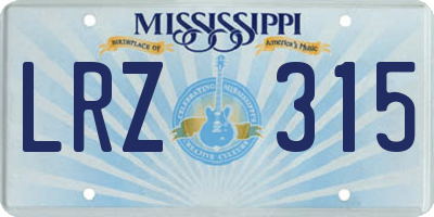 MS license plate LRZ315