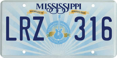 MS license plate LRZ316