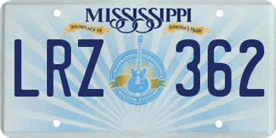 MS license plate LRZ362