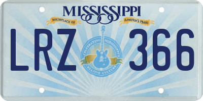 MS license plate LRZ366