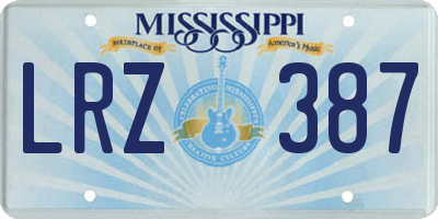 MS license plate LRZ387