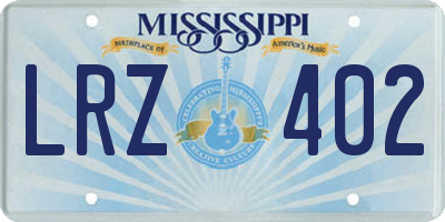 MS license plate LRZ402