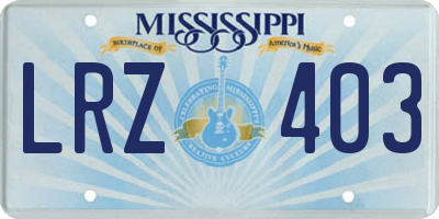 MS license plate LRZ403