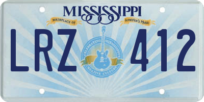 MS license plate LRZ412
