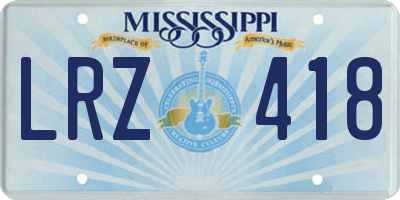 MS license plate LRZ418