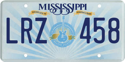 MS license plate LRZ458