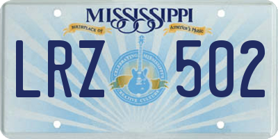 MS license plate LRZ502