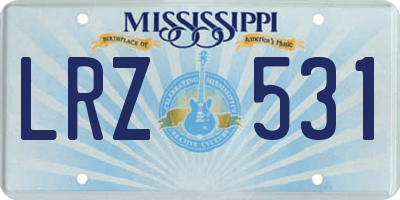 MS license plate LRZ531