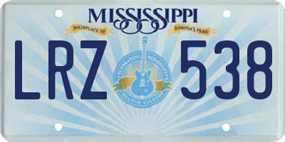 MS license plate LRZ538
