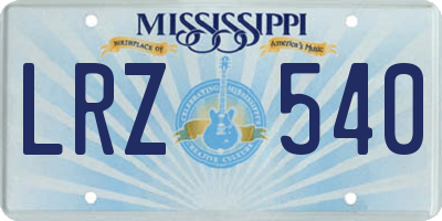 MS license plate LRZ540